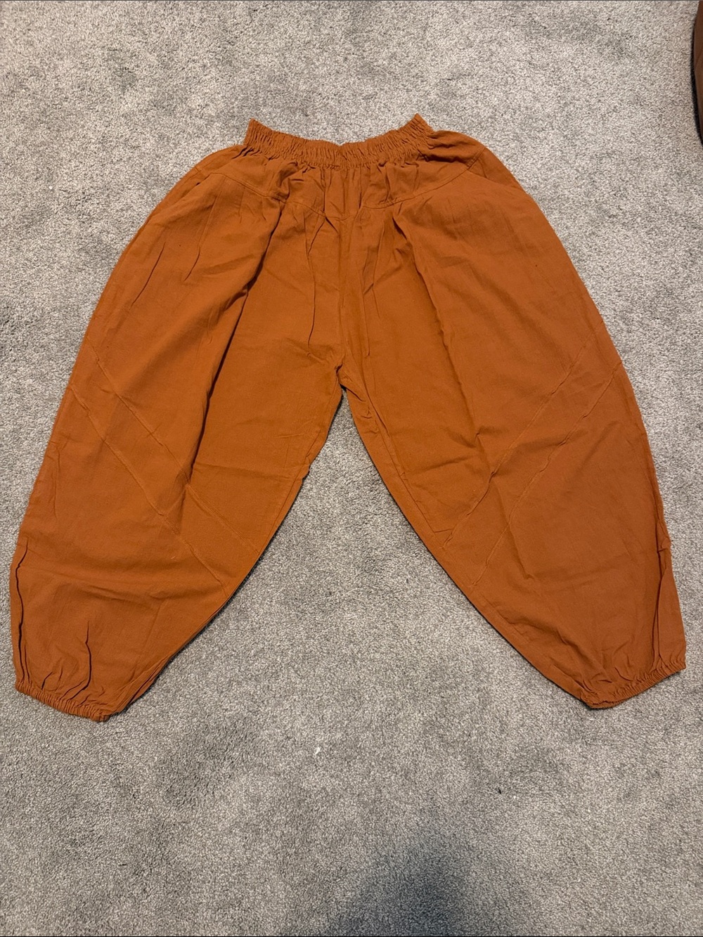 Elastic Waist Rust Orange Harem Pants